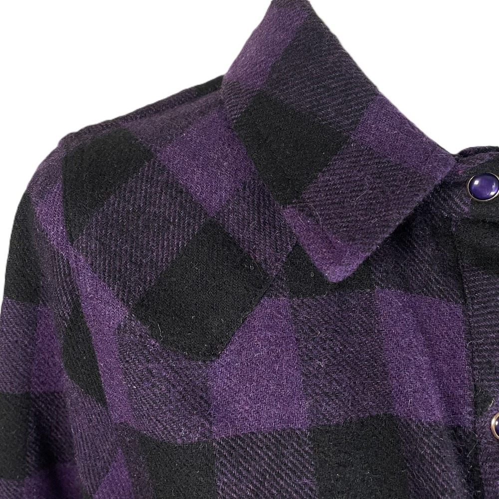 Tuckernuck Purple Black Plaid Flannel Pearl Snap Shirt Jacket Small Button Down - Picture 9 of 14